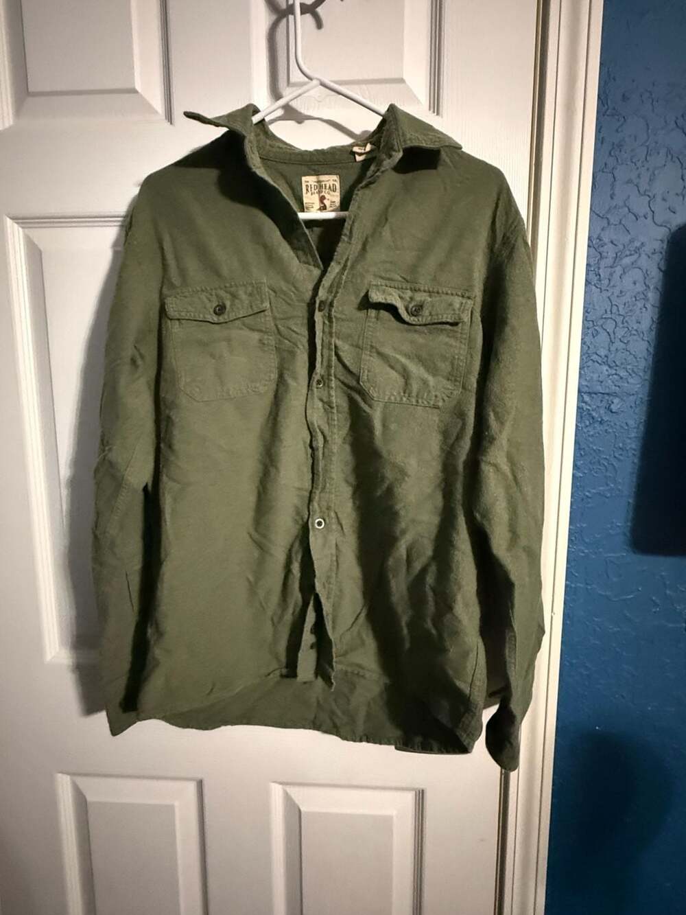 RedHead Olive Green Button Down Flannel Shirt Medium
